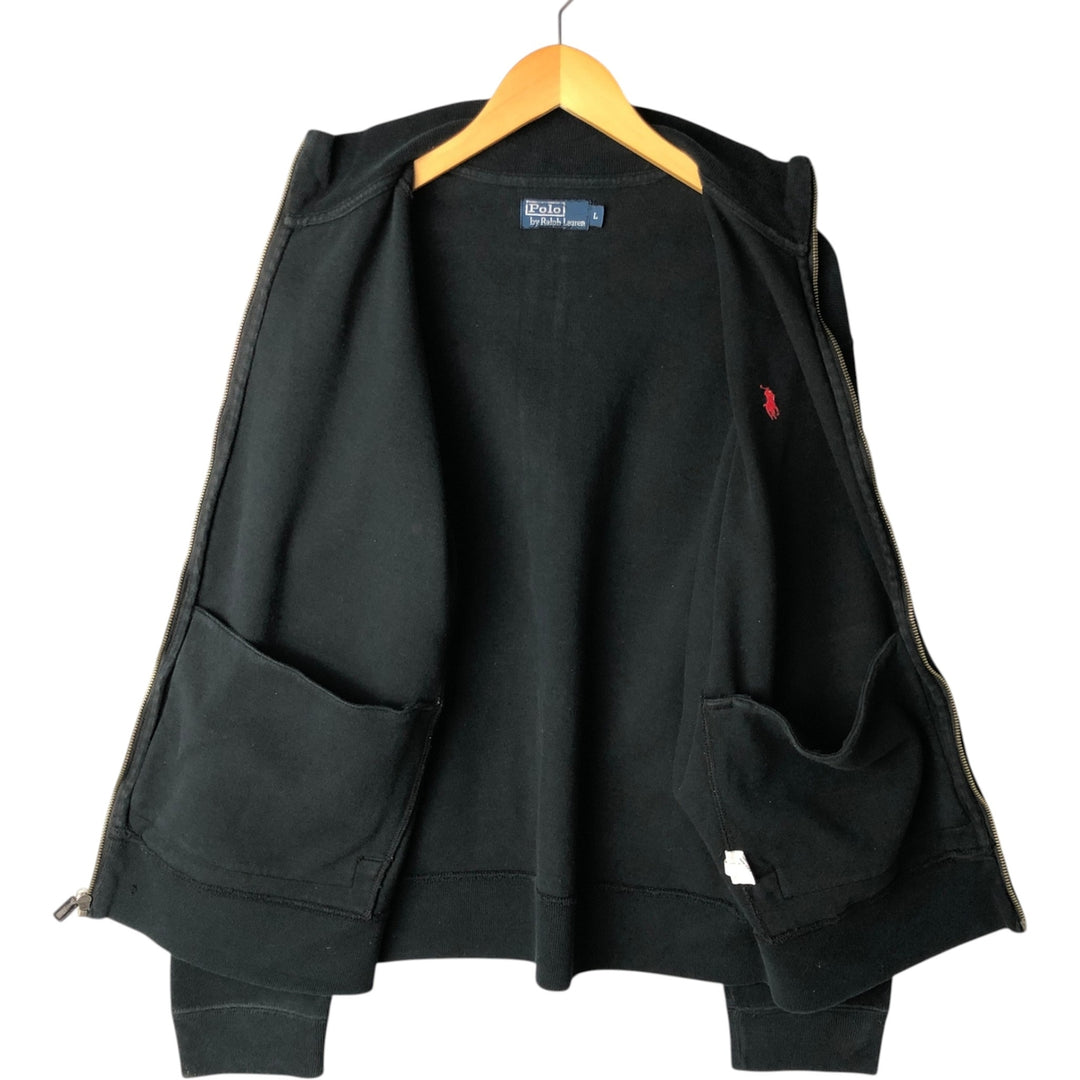 Ralph Lauren POLO by Ralph Lauren Rib-Knit Full-Zip Sweatshirt (Men's Size L) unclear black type Vintage Second Hand