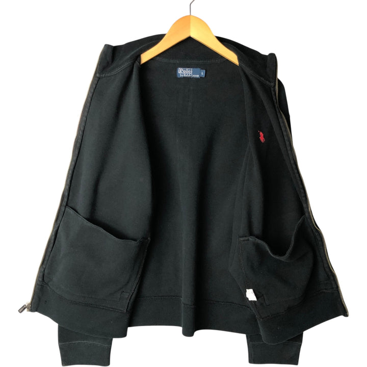 Ralph Lauren POLO by Ralph Lauren Rib-Knit Full-Zip Sweatshirt (Men's Size L) unclear black type Vintage Second Hand