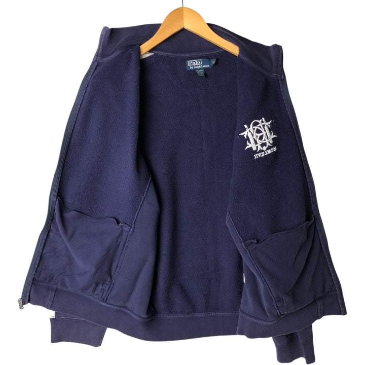 Ralph Lauren POLO by Ralph Lauren full zip sweatshirt, men's XL size cotton navy blue type Vintage Second Hand