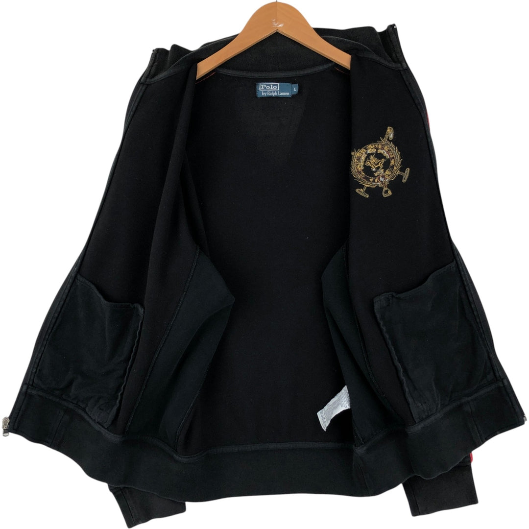 Ralph Lauren POLO by Ralph Lauren full zip sweatshirt, men's size L cotton black type Vintage Second Hand