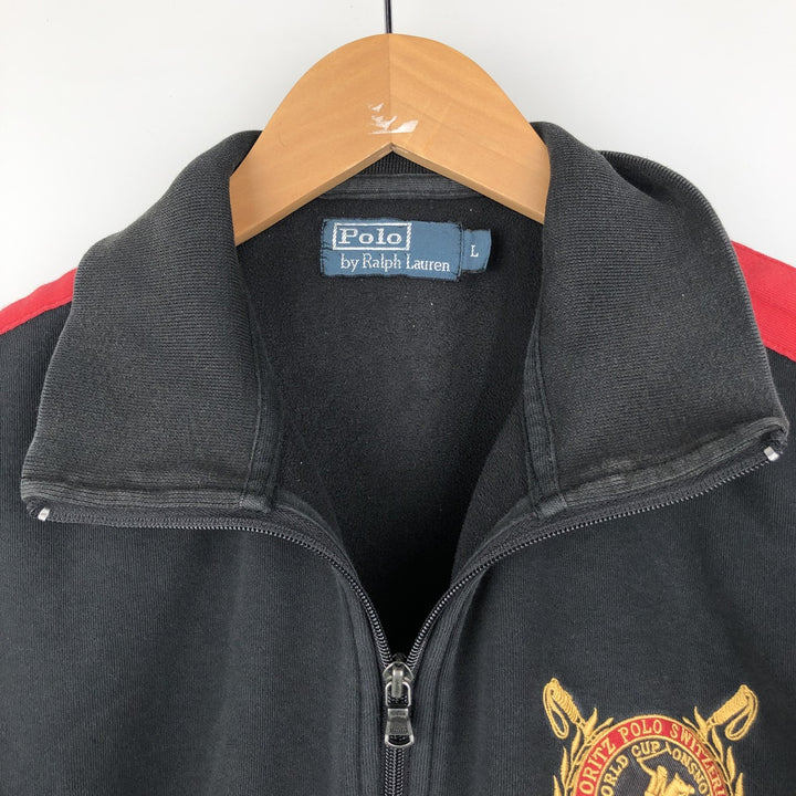 Ralph Lauren POLO by Ralph Lauren full zip sweatshirt, men's size L cotton black type Vintage Second Hand