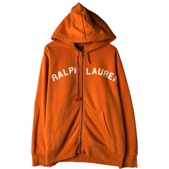 2000'S Ralph Lauren Polo Jeans Company full-zip sweatshirt hoodie, men's size XL cotton orange type Vintage Second Hand