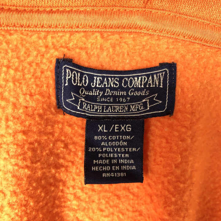 2000'S Ralph Lauren Polo Jeans Company full-zip sweatshirt hoodie, men's size XL cotton orange type Vintage Second Hand