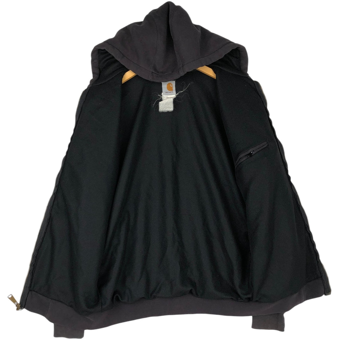 Carhartt Sweat Full Zip Hoodie Men's L size unclear black type Vintage Second Hand