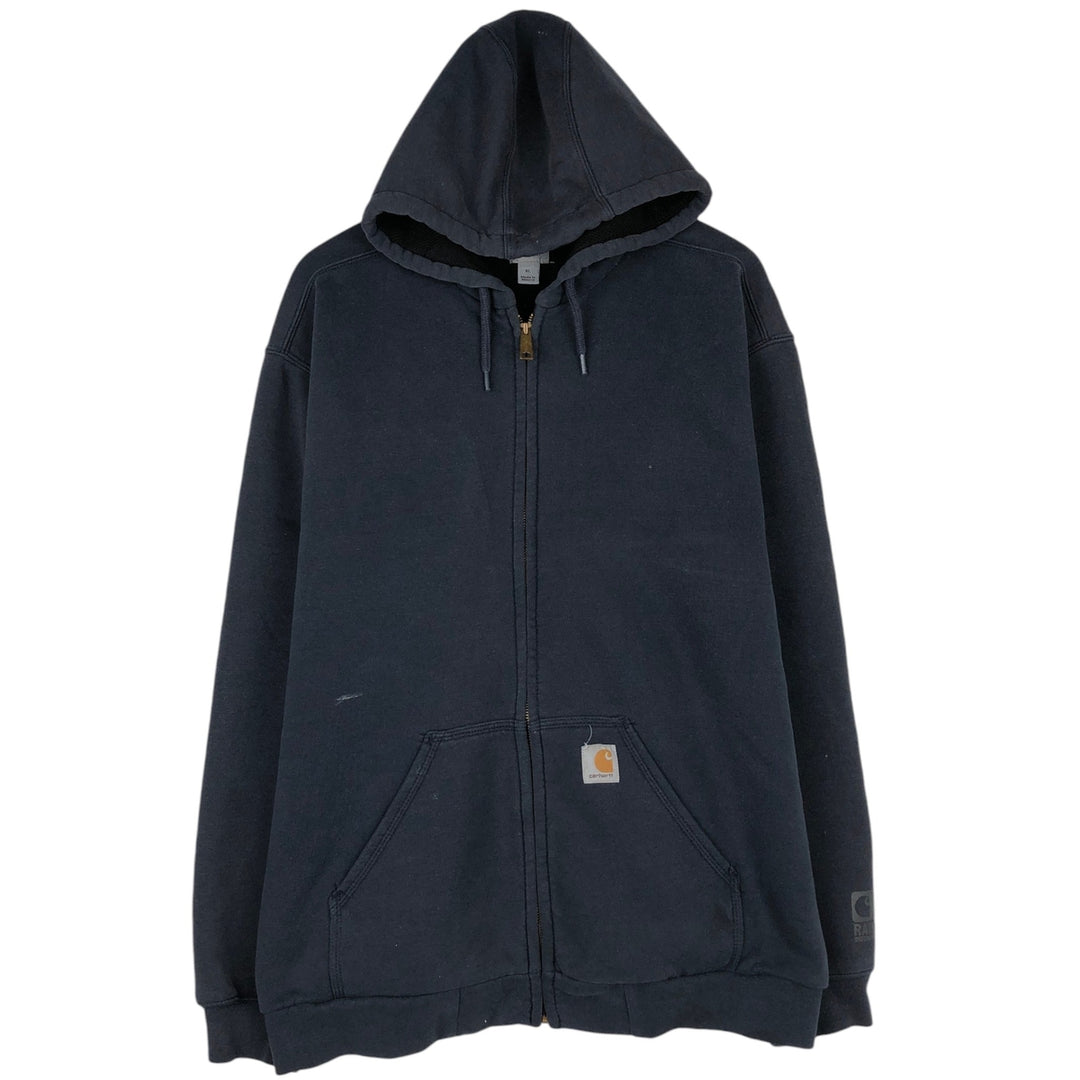 Carhartt RAIN DEFENDER Full-Zip Sweatshirt Hoodie (Men's Size XL) cotton navy blue type Vintage Second Hand