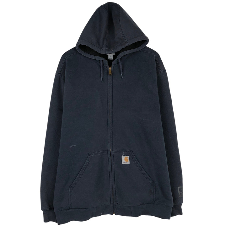Carhartt RAIN DEFENDER Full-Zip Sweatshirt Hoodie (Men's Size XL) cotton navy blue type Vintage Second Hand