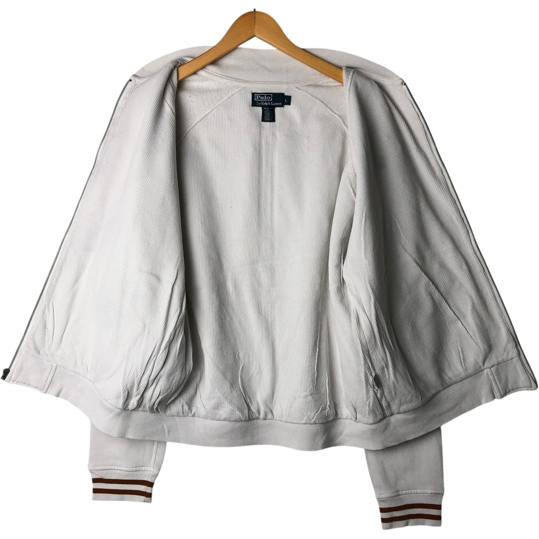 Ralph Lauren POLO by Ralph Lauren full zip sweatshirt, men's size L cotton white type Vintage Second Hand