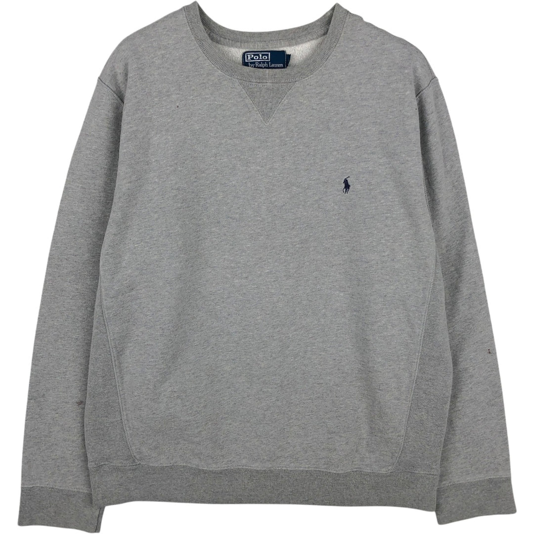 Ralph Lauren POLO by Ralph Lauren One Point Logo Sweatshirt Trainer Men's L size cotton gray type Vintage Second Hand