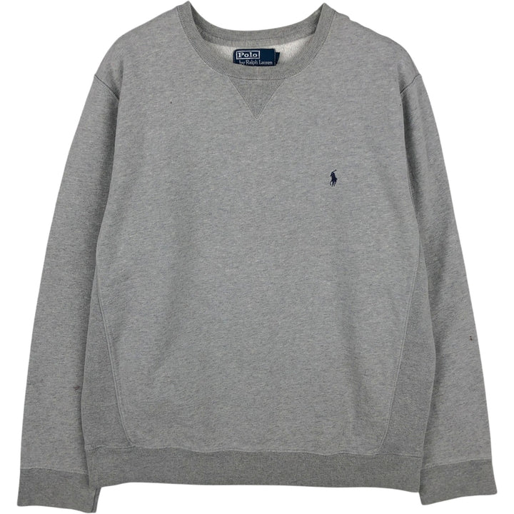 Ralph Lauren POLO by Ralph Lauren One Point Logo Sweatshirt Trainer Men's L size cotton gray type Vintage Second Hand