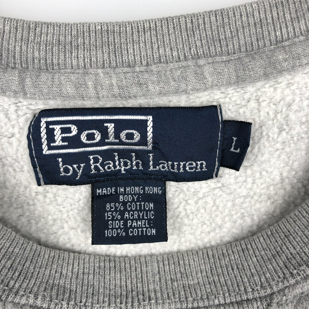 Ralph Lauren POLO by Ralph Lauren One Point Logo Sweatshirt Trainer Men's L size cotton gray type Vintage Second Hand
