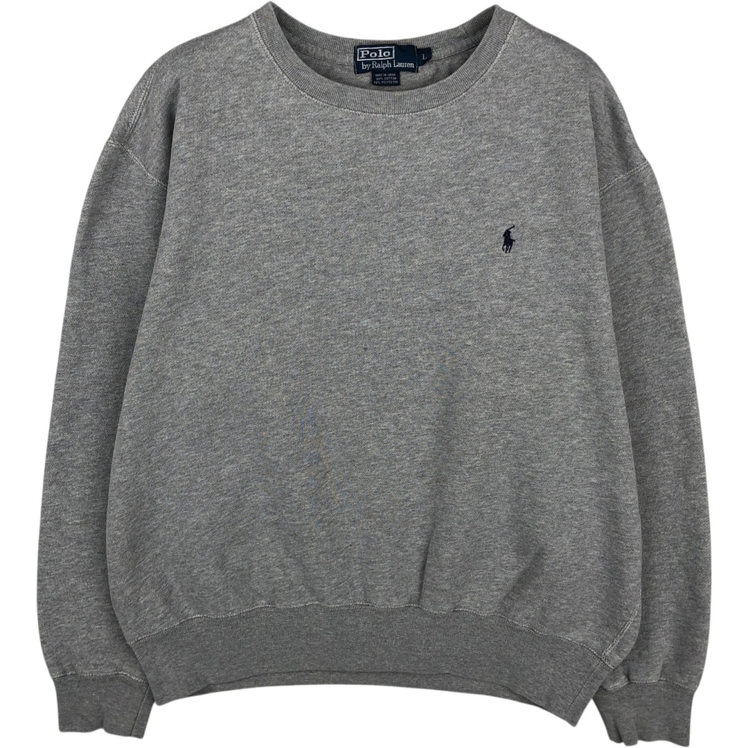 Ralph Lauren POLO by Ralph Lauren One Point Logo Sweatshirt Trainer Men's L size cotton gray type Vintage Second Hand