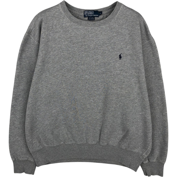 Ralph Lauren POLO by Ralph Lauren One Point Logo Sweatshirt Trainer Men's L size cotton gray type Vintage Second Hand