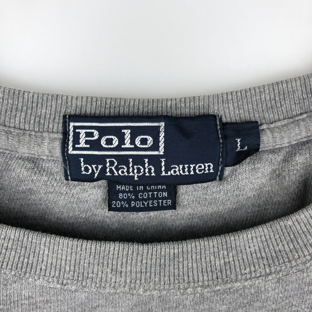 Ralph Lauren POLO by Ralph Lauren One Point Logo Sweatshirt Trainer Men's L size cotton gray type Vintage Second Hand