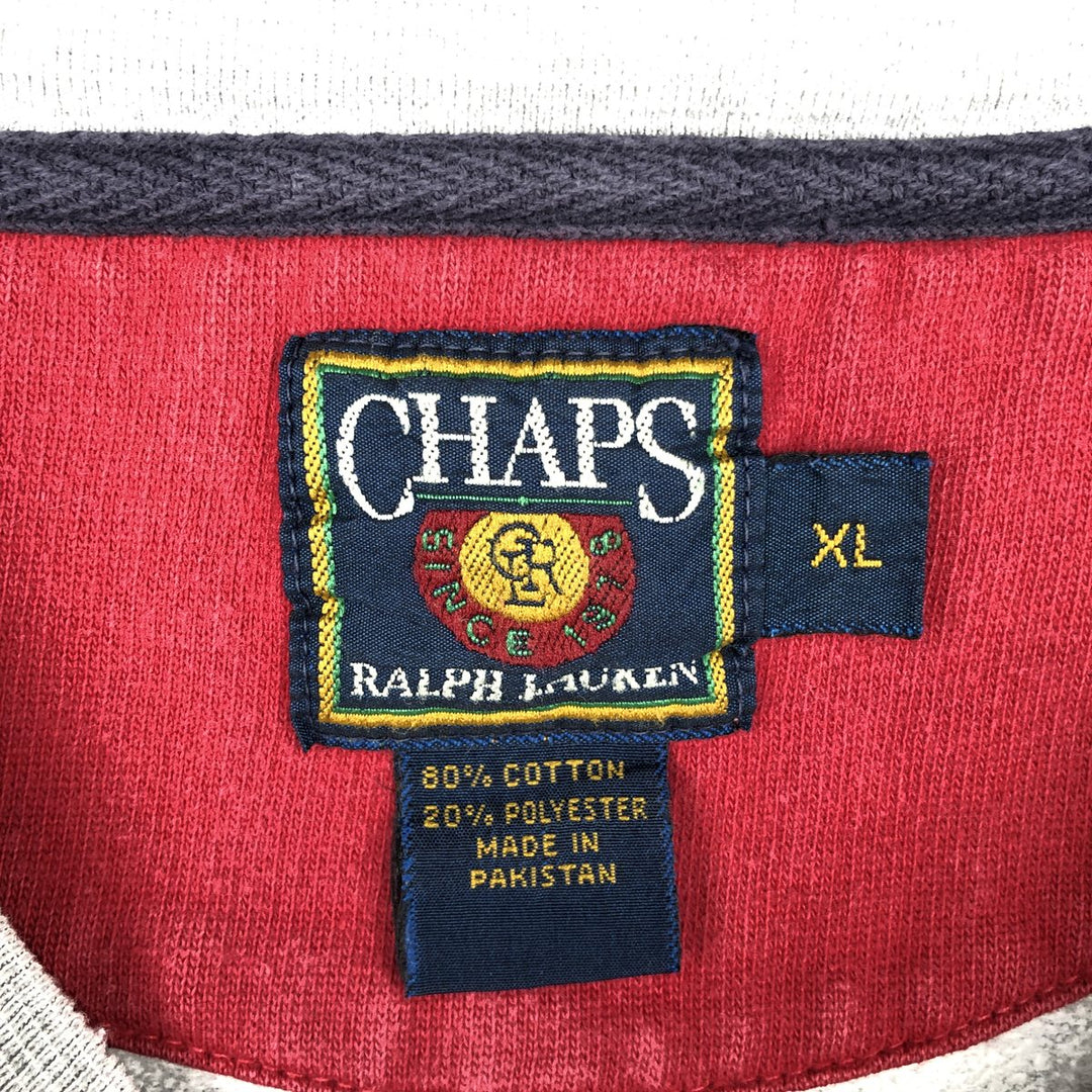 1980'S Ralph Lauren CHAPS Logo Sweatshirt, Men's Size XL (approx.), Vintage cotton gray type Vintage Second Hand