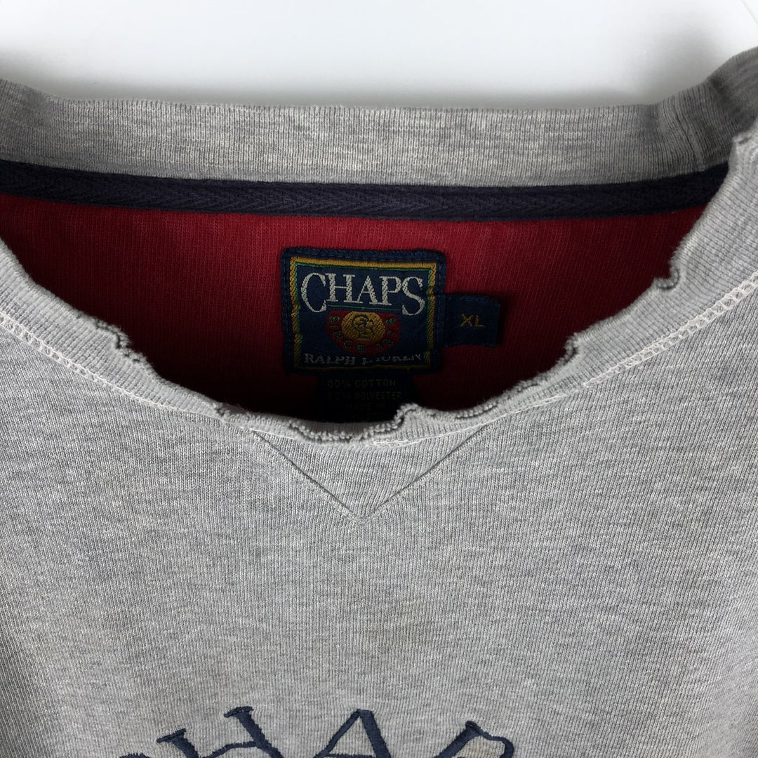 1980'S Ralph Lauren CHAPS Logo Sweatshirt, Men's Size XL (approx.), Vintage cotton gray type Vintage Second Hand