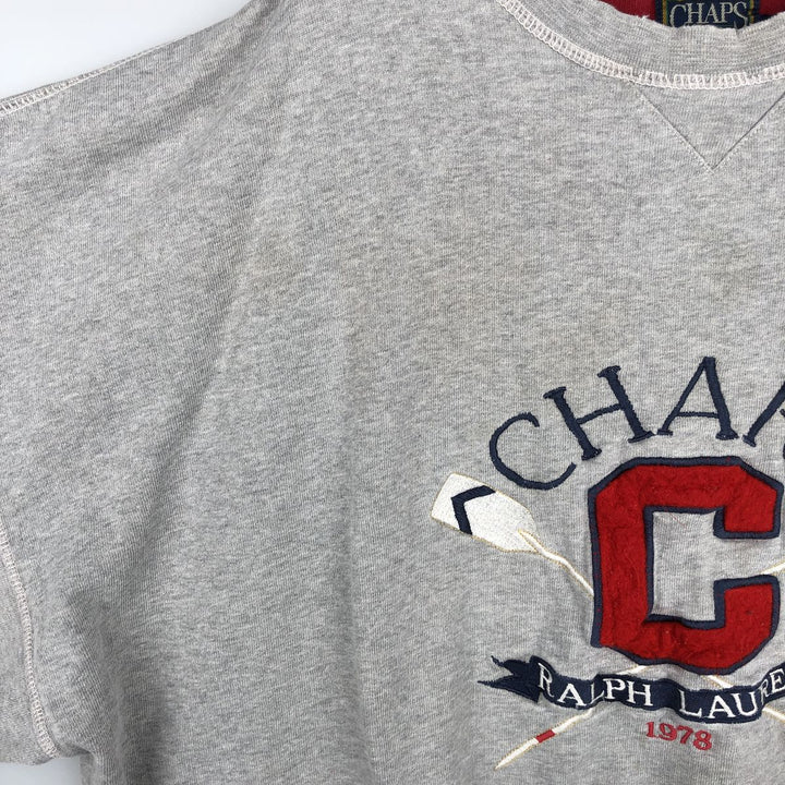 1980'S Ralph Lauren CHAPS Logo Sweatshirt, Men's Size XL (approx.), Vintage cotton gray type Vintage Second Hand
