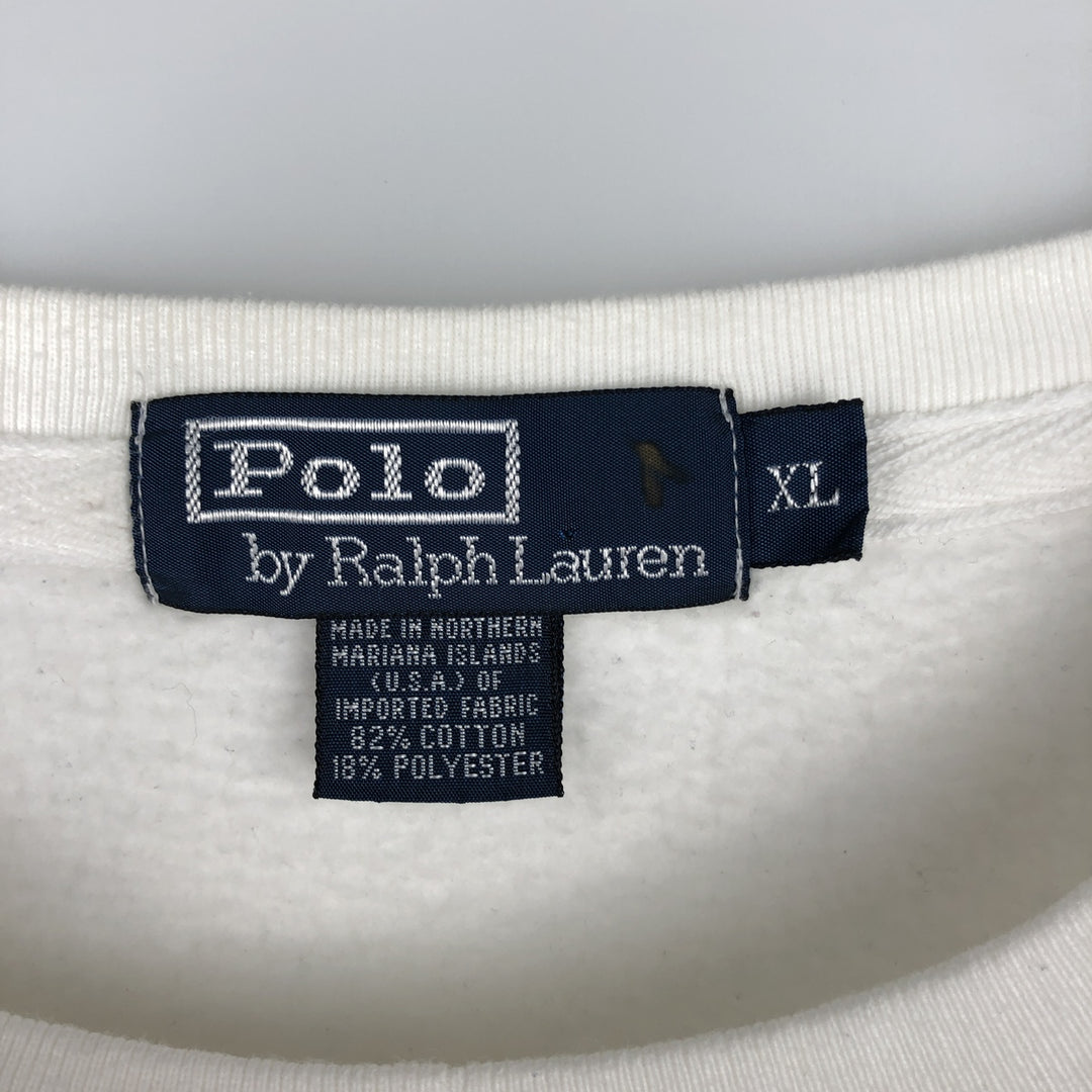 Ralph Lauren POLO by Ralph Lauren One Point Logo Sweatshirt Trainer Men's XL cotton white type Vintage Second Hand