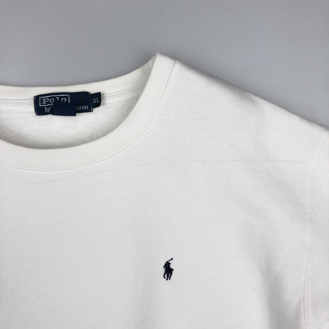 Ralph Lauren POLO by Ralph Lauren One Point Logo Sweatshirt Trainer Men's XL cotton white type Vintage Second Hand