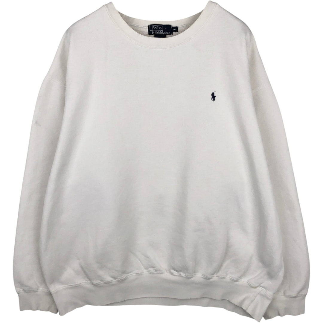Ralph Lauren POLO by Ralph Lauren One Point Logo Sweatshirt Trainer Men's XXL cotton white type Vintage Second Hand