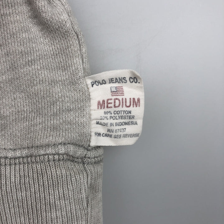 Ralph Lauren POLO JEANS COMPANY American flag pattern logo sweatshirt, men's size M (approx.) cotton gray type Vintage Second Hand