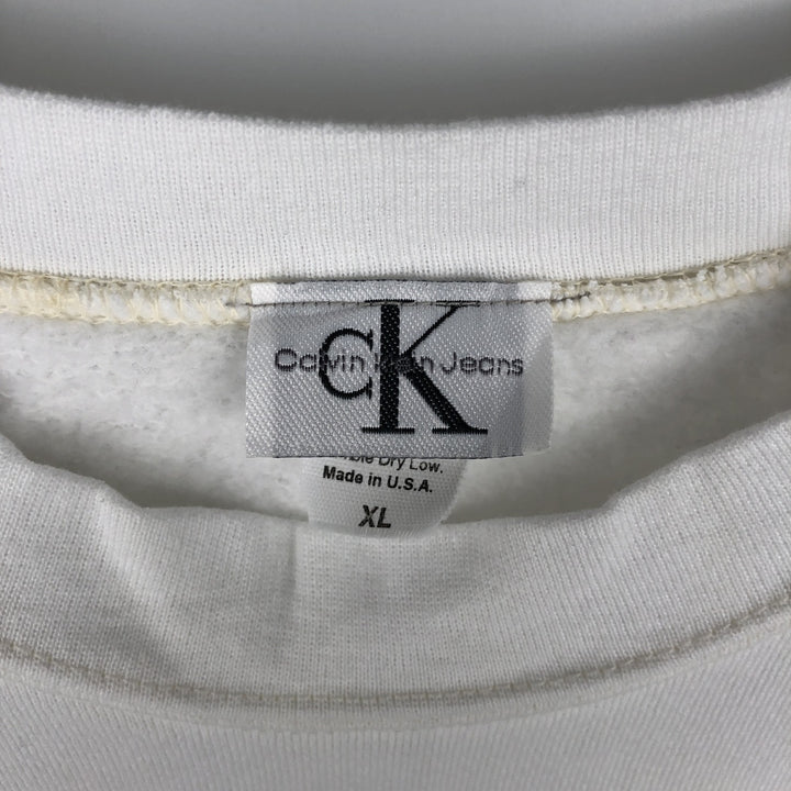 Calvin Klein logo sweatshirt, made in the USA, men's size XL equivalent. cotton white type Vintage Second Hand