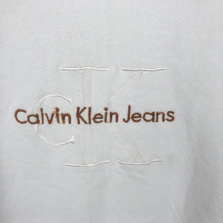 Calvin Klein logo sweatshirt, made in the USA, men's size XL equivalent. cotton white type Vintage Second Hand