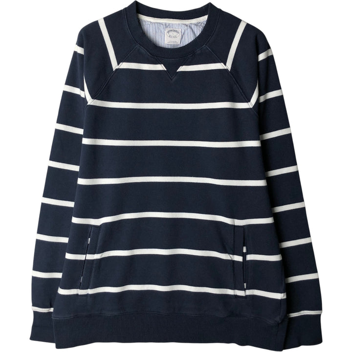 Brooks Brothers Est.1818 Border Pattern Sweatshirt (Men's Size L) cotton navy blue type Vintage Second Hand