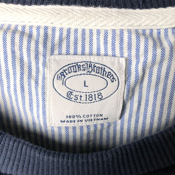 Brooks Brothers Est.1818 Border Pattern Sweatshirt (Men's Size L) cotton navy blue type Vintage Second Hand