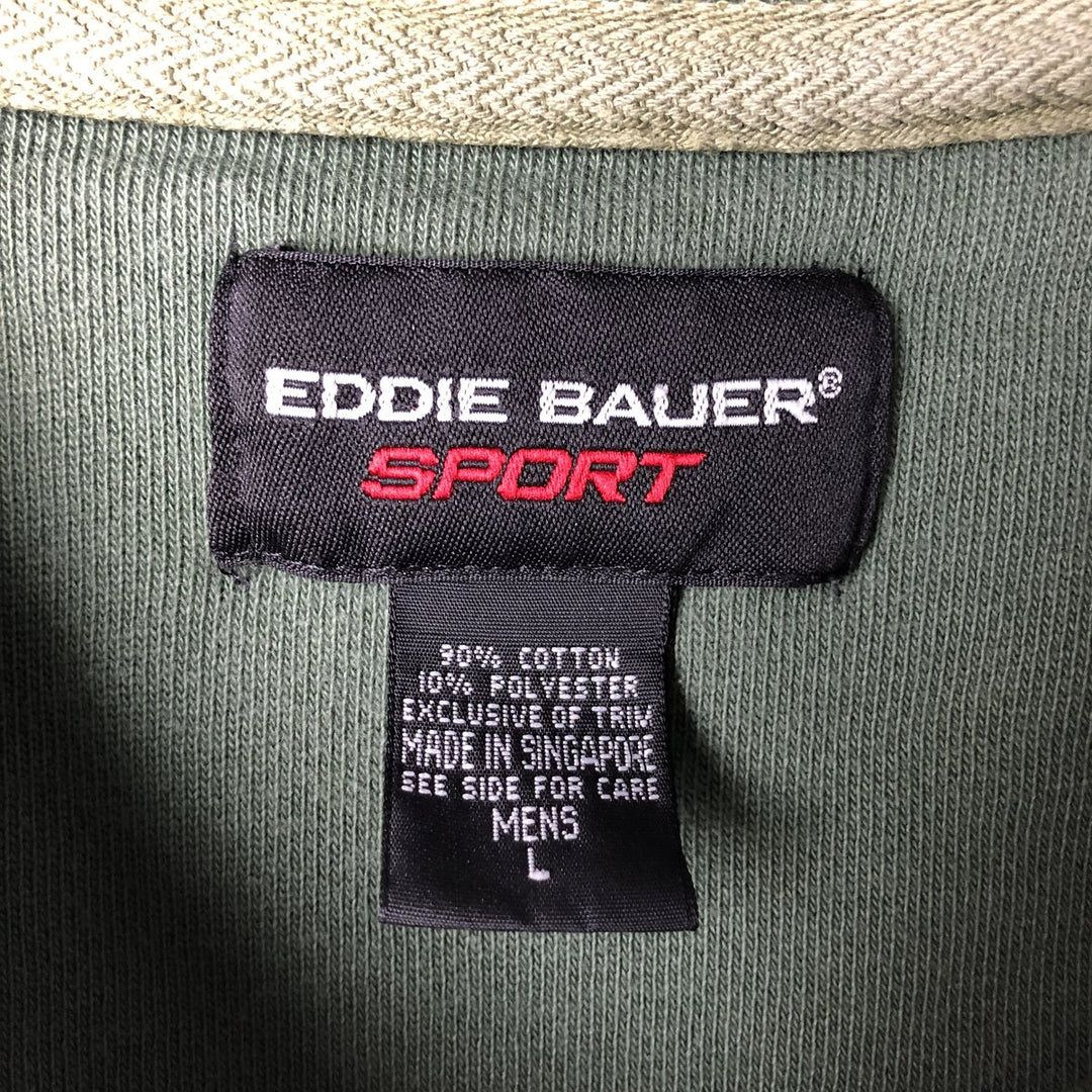 Eddie Bauer SPORT Logo Sweatshirt (Men's Size L) cotton Khaki type sage green Vintage Second Hand
