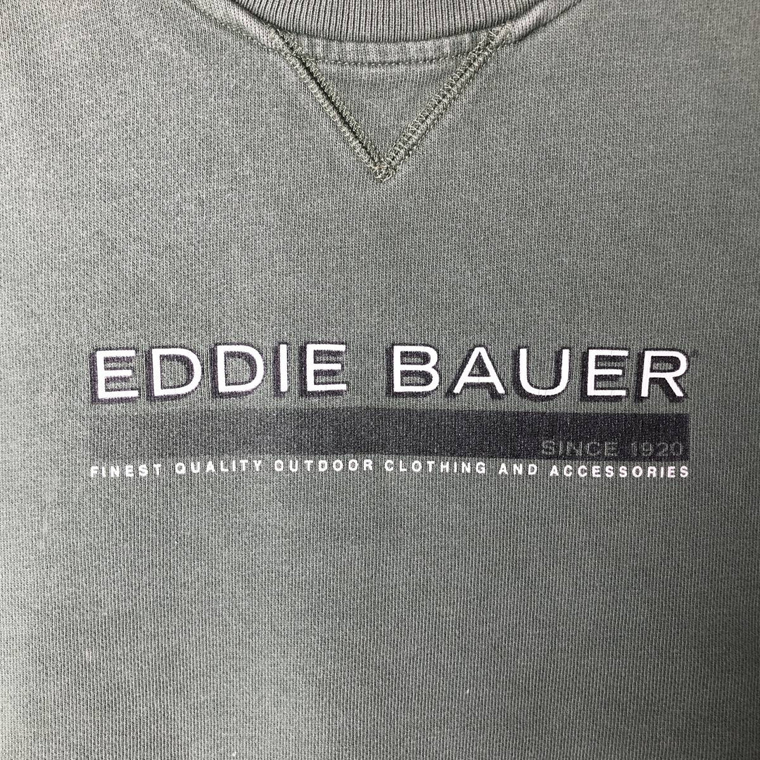 Eddie Bauer SPORT Logo Sweatshirt (Men's Size L) cotton Khaki type sage green Vintage Second Hand