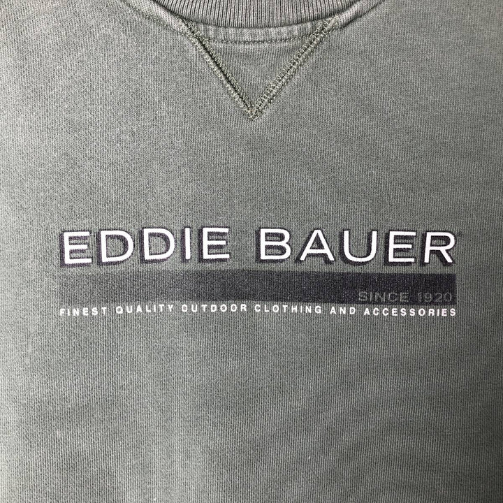 Eddie Bauer SPORT Logo Sweatshirt (Men's Size L) cotton Khaki type sage green Vintage Second Hand