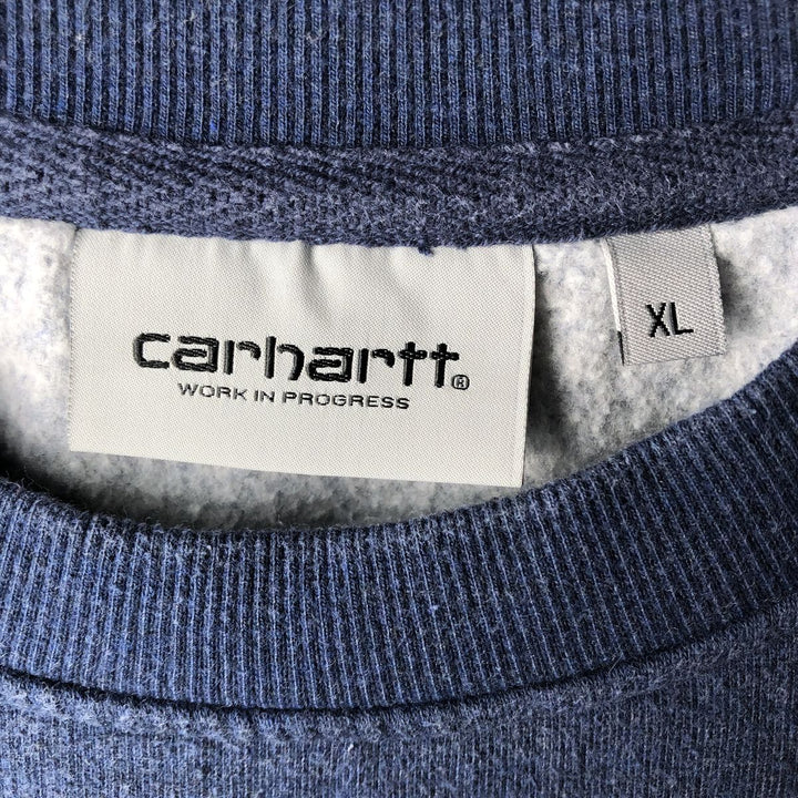 Carhartt WORK IN PROGRESS Plain Blank Sweatshirt (Men's XL equivalent) cotton navy blue type Vintage Second Hand