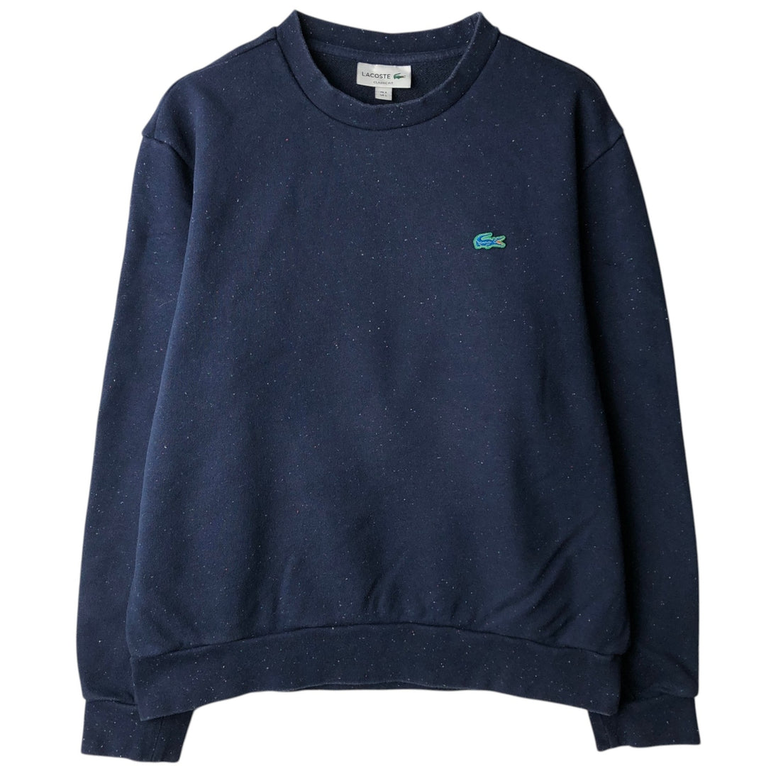 Lacoste CLASSIC FIT Color Nep One-Point Logo Sweatshirt (Men's Size L) cotton navy blue type Vintage Second Hand