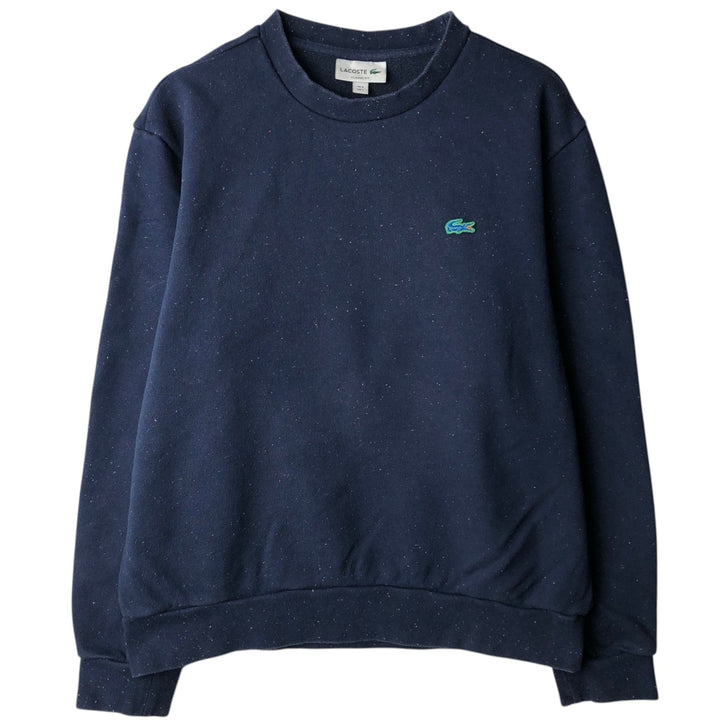 Lacoste CLASSIC FIT Color Nep One-Point Logo Sweatshirt (Men's Size L) cotton navy blue type Vintage Second Hand