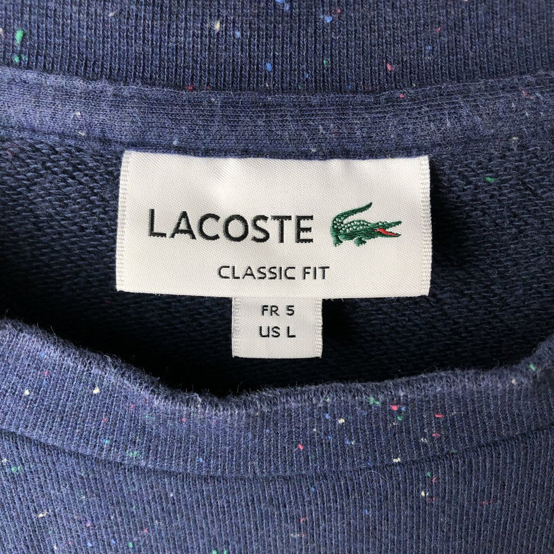 Lacoste CLASSIC FIT Color Nep One-Point Logo Sweatshirt (Men's Size L) cotton navy blue type Vintage Second Hand