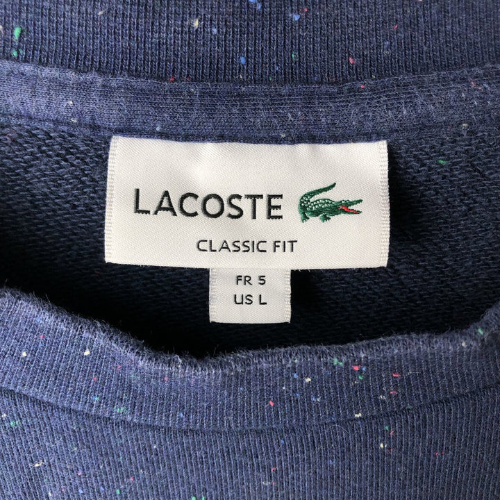 Lacoste CLASSIC FIT Color Nep One-Point Logo Sweatshirt (Men's Size L) cotton navy blue type Vintage Second Hand