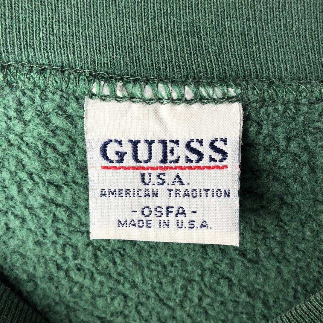 Guess logo sweatshirt, made in USA, men's size L equivalent. cotton green type Vintage Second Hand