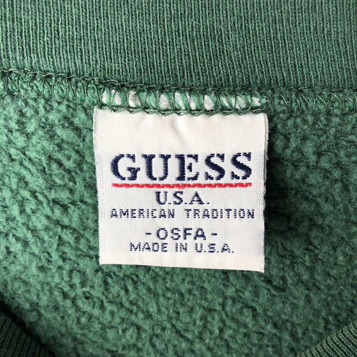 Guess logo sweatshirt, made in USA, men's size L equivalent. cotton green type Vintage Second Hand