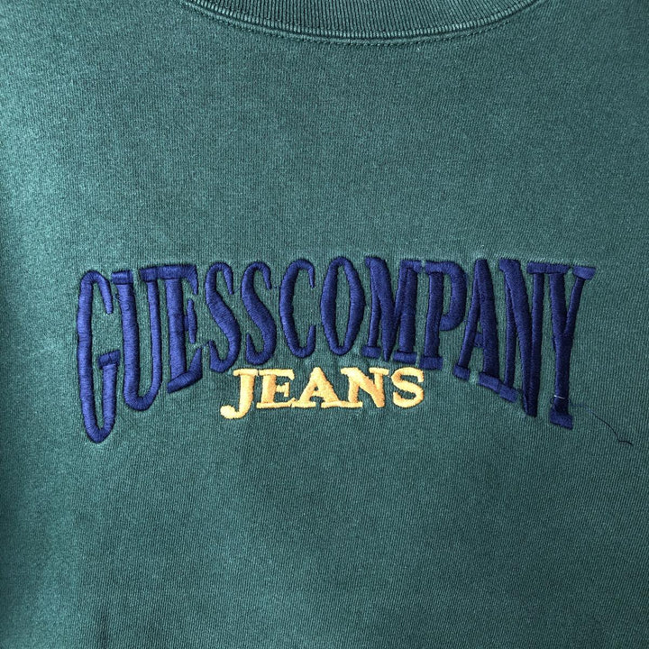 Guess logo sweatshirt, made in USA, men's size L equivalent. cotton green type Vintage Second Hand