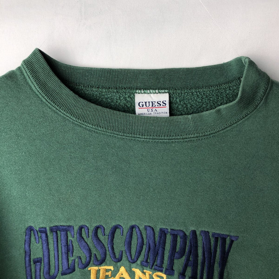 Guess logo sweatshirt, made in USA, men's size L equivalent. cotton green type Vintage Second Hand