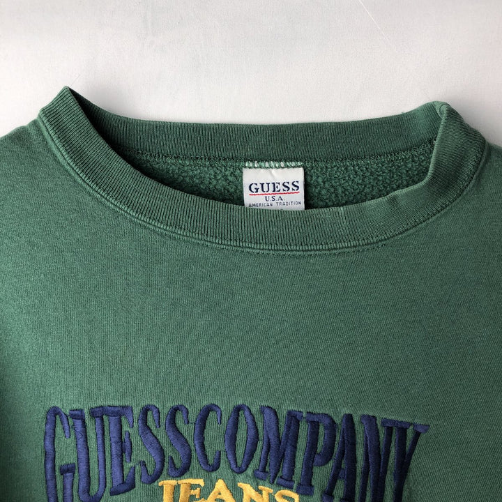 Guess logo sweatshirt, made in USA, men's size L equivalent. cotton green type Vintage Second Hand