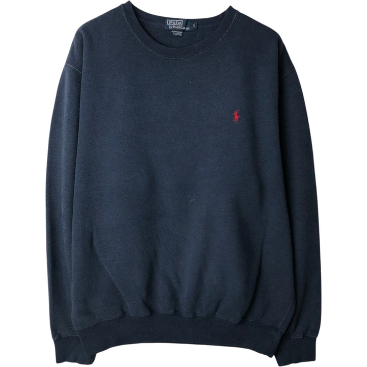 Ralph Lauren POLO by Ralph Lauren One Point Logo Sweatshirt Trainer Men's M size cotton navy blue type Vintage Second Hand