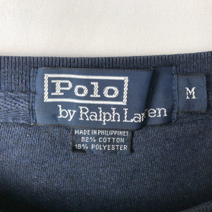 Ralph Lauren POLO by Ralph Lauren One Point Logo Sweatshirt Trainer Men's M size cotton navy blue type Vintage Second Hand