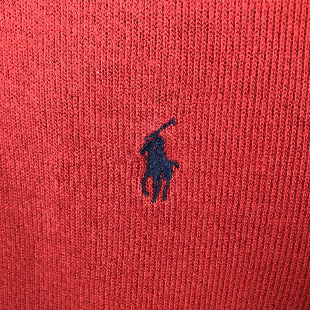 Ralph Lauren POLO by Ralph Lauren Rib-Knit V-Neck Logo Sweatshirt (Men's XL equivalent) cotton red type Vintage Second Hand