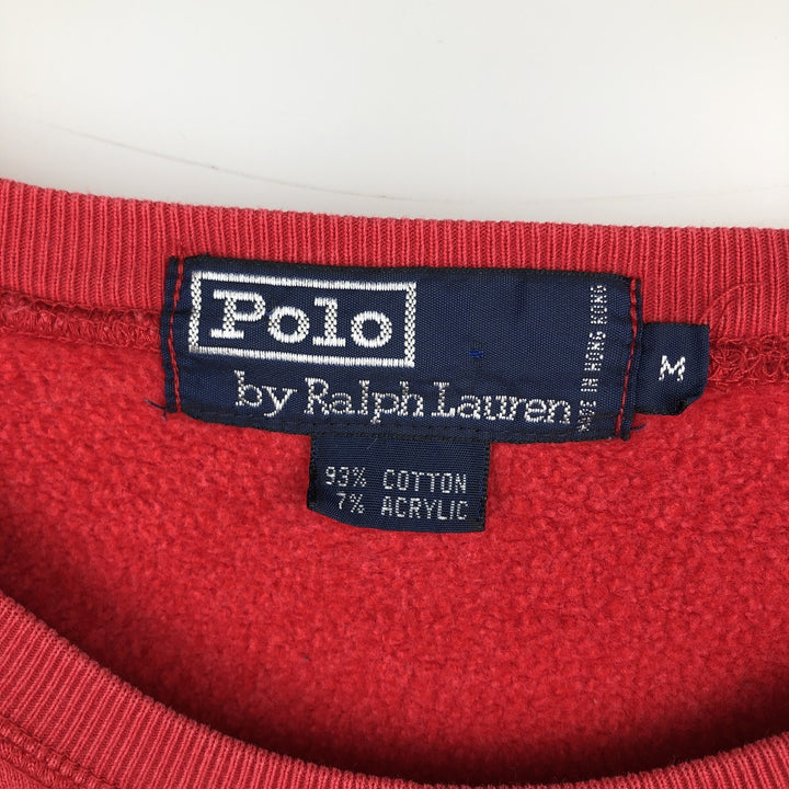 Ralph Lauren POLO by Ralph Lauren One Point Logo Sweatshirt Trainer Men's M size cotton red type Vintage Second Hand