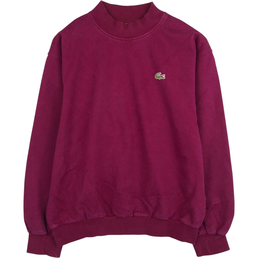 Lacoste Mock Neck Sweatshirt with One-Point Logo (Men's Size M) cotton Purple type red-purple Vintage Second Hand