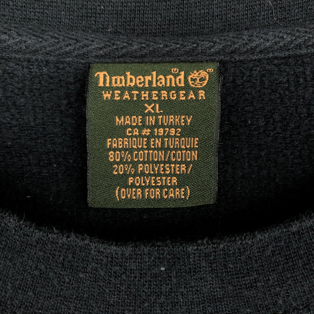 90s-00'S Timberland WEATHERGEAR Logo Sweatshirt, Men's Size XL (approx.) cotton black type Vintage Second Hand
