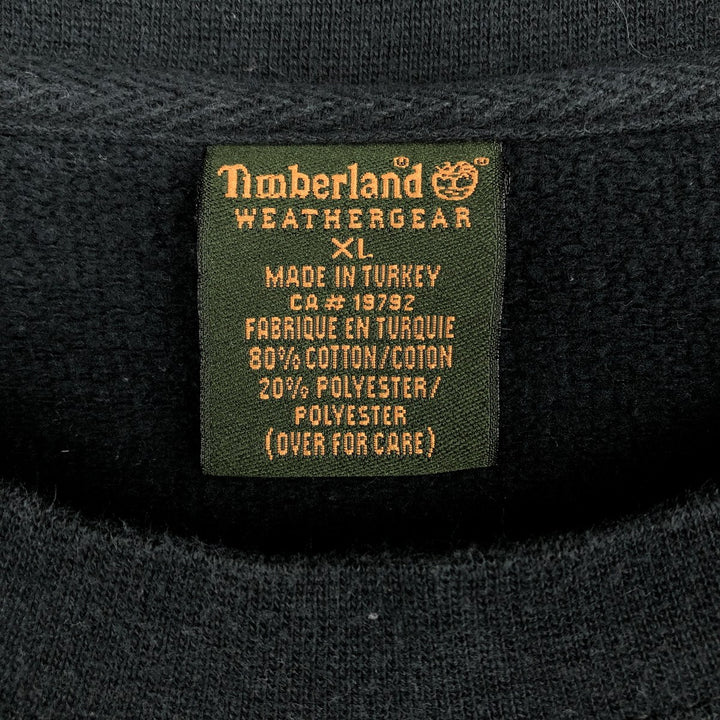 90s-00'S Timberland WEATHERGEAR Logo Sweatshirt, Men's Size XL (approx.) cotton black type Vintage Second Hand