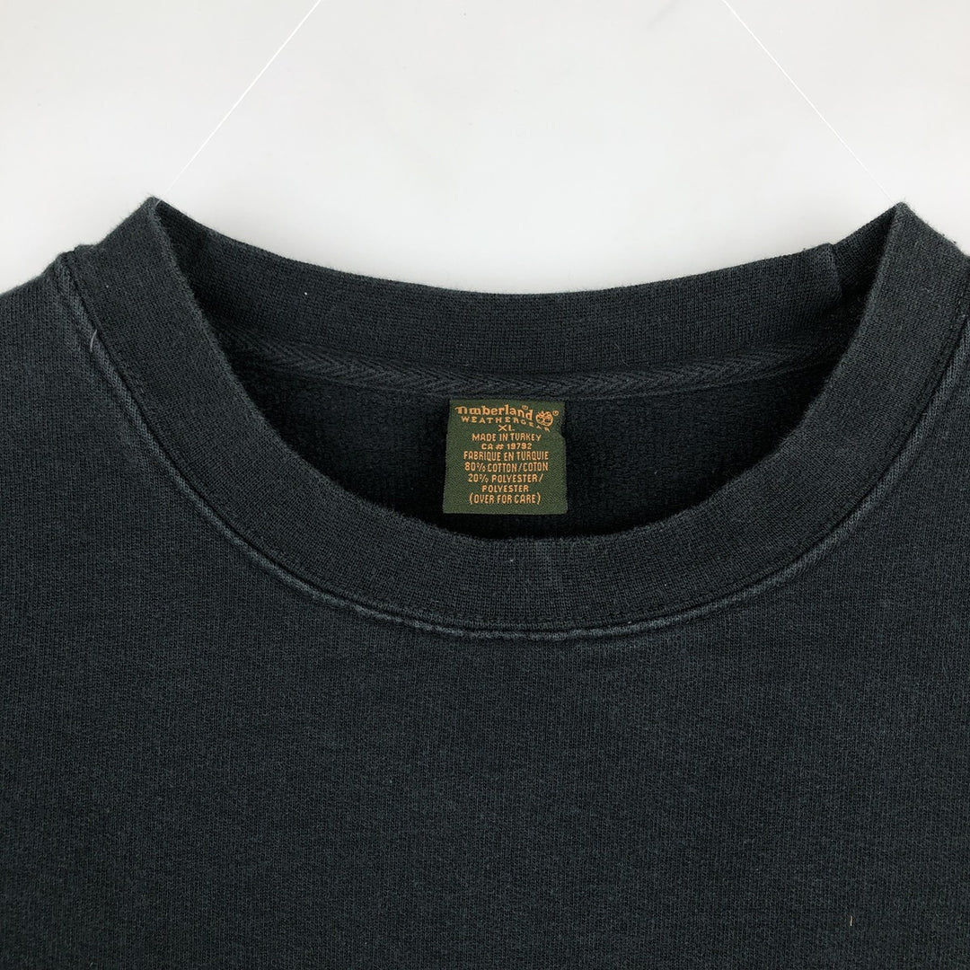 90s-00'S Timberland WEATHERGEAR Logo Sweatshirt, Men's Size XL (approx.) cotton black type Vintage Second Hand