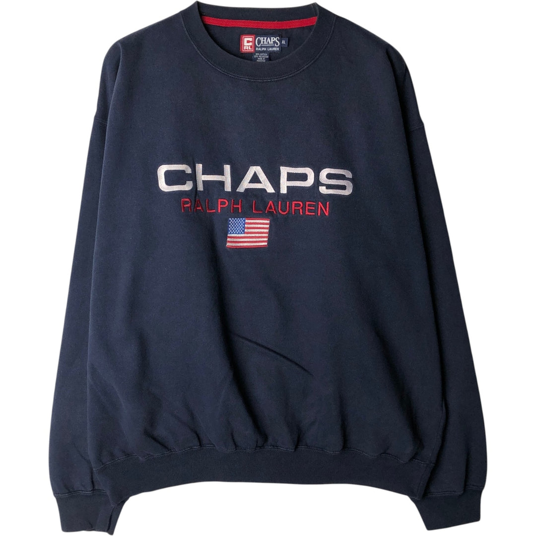 Ralph Lauren CHAPS American flag logo sweatshirt, men's size XL. cotton navy blue type Vintage Second Hand